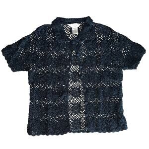 Outfit Petite JPR Black Floral Crochet Short Sleeve Cardigan Petite